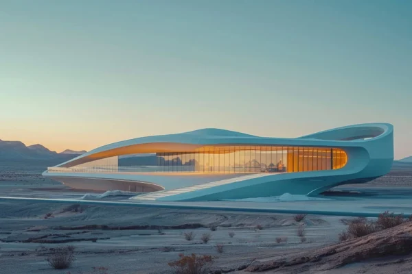 Futuristic Desert Sanctuary: A Vision of Modern Architecture and Nature in Harmony