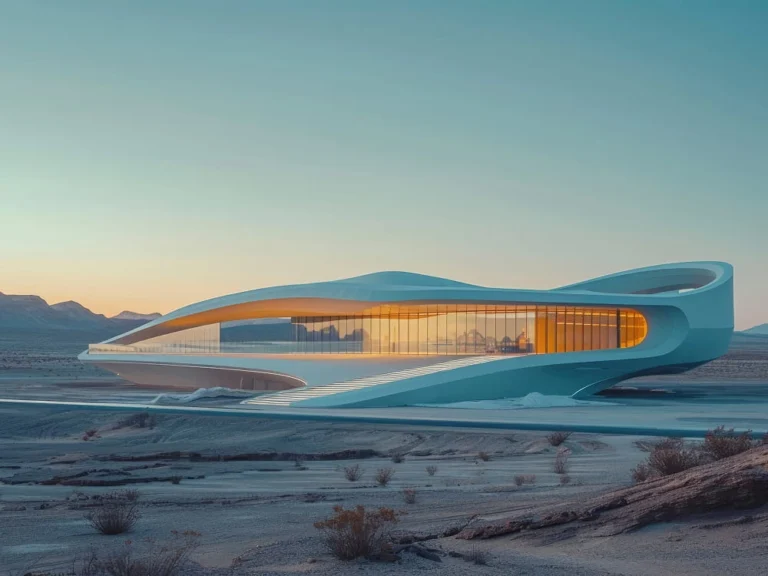 Futuristic Desert Sanctuary: A Vision of Modern Architecture and Nature in Harmony